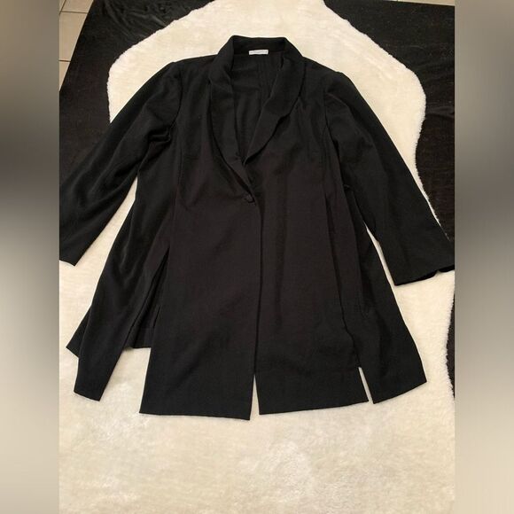 MM Lafleur Womens Black Jardigan Blazer 1 Button plus‎ Size +3 Jacket - Picture 2 of 8